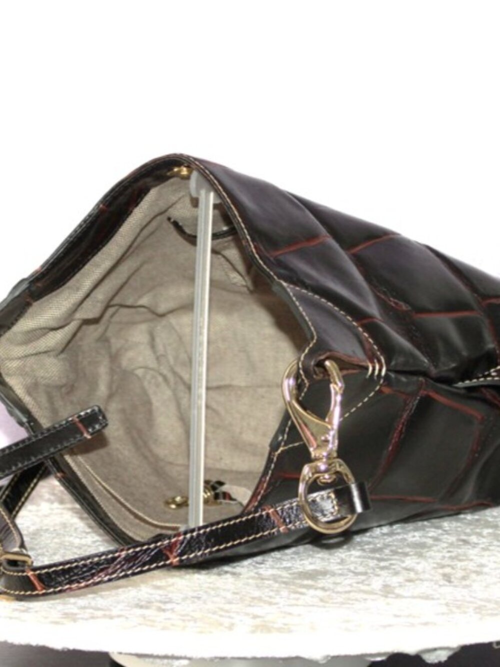 Dooney & Bourke Black Croc Embossed Leather Hobo Shoulder Bag Crossbody - Picture 8 of 11